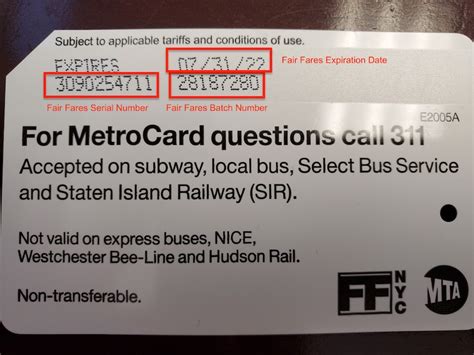 metrocard serial number location